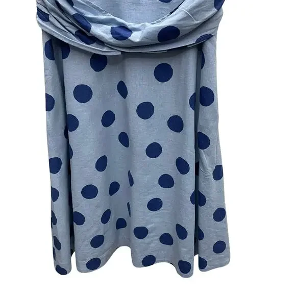 Boden Lois Linen Blend Blue Polka Dot Sleeveless Fit & Flare Dress Size 6R - Picture 5 of 12